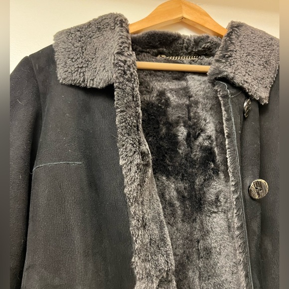 Maestrelli 100% Genuine Ash Black Shearling 3/4 Length Coat made in Italy - Picture 4 of 9